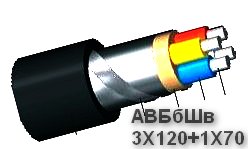 АВБбШв 3Х120+1Х70, АВБбШв 3*120+1*70 бронированный, силовой кабель