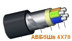АВБбШв 4Х70, АВБбШв 4*70 бронированный, силовой кабель